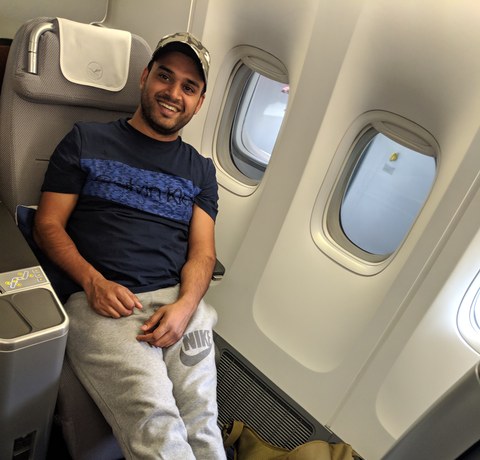 Gagan — Founder of LCTPoints, relaxing in business class